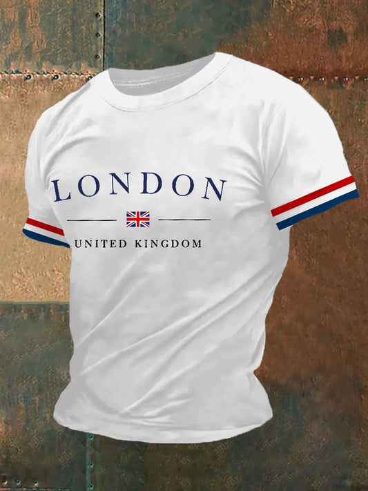Men's London England Flag Ptinted Short Sleeve T-shirt trupatriotic