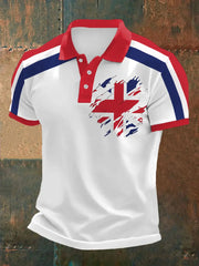 Men's UK Flag Print Casual Polo trupatriotic