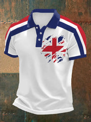 Men's UK Flag Print Casual Polo trupatriotic