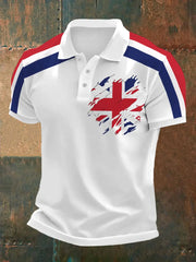 Men's UK Flag Print Casual Polo trupatriotic