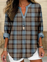 Women's England Scotland Plaid Printed Top trupatriotic