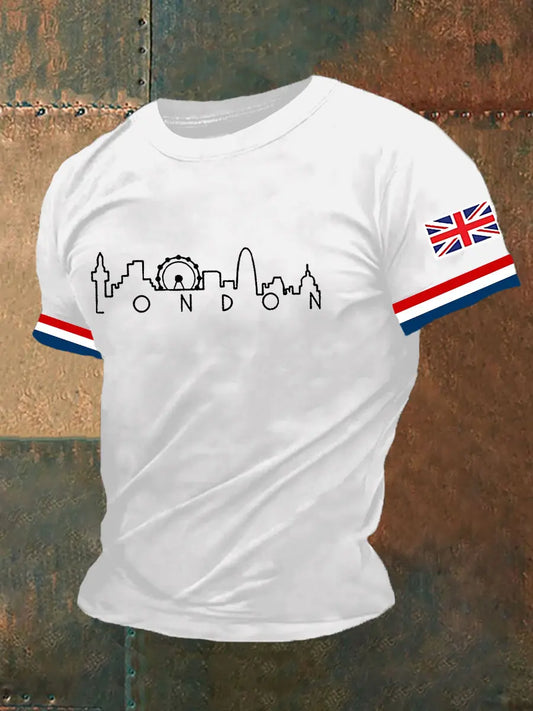 Men's London England Flag Ptinted Short Sleeve T-shirt trupatriotic
