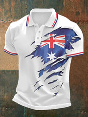 Men's UK Flag Print Casual Polo trupatriotic