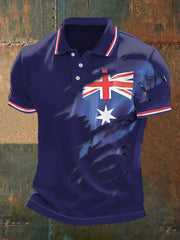 Men's UK Flag Print Casual Polo trupatriotic