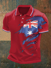 Men's UK Flag Print Casual Polo trupatriotic