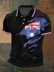 Men's UK Flag Print Casual Polo trupatriotic