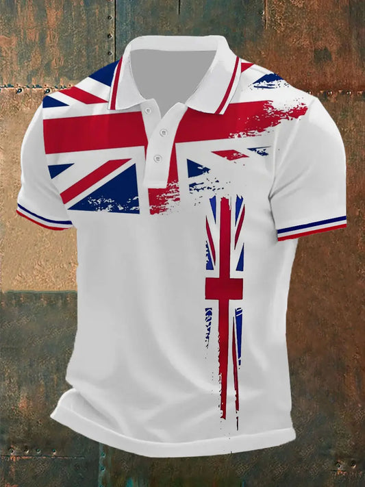 Men's Union Jack Print Casual Polo Shirt trupatriotic