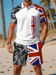 Men's Union Jack Print Polo Set trupatriotic
