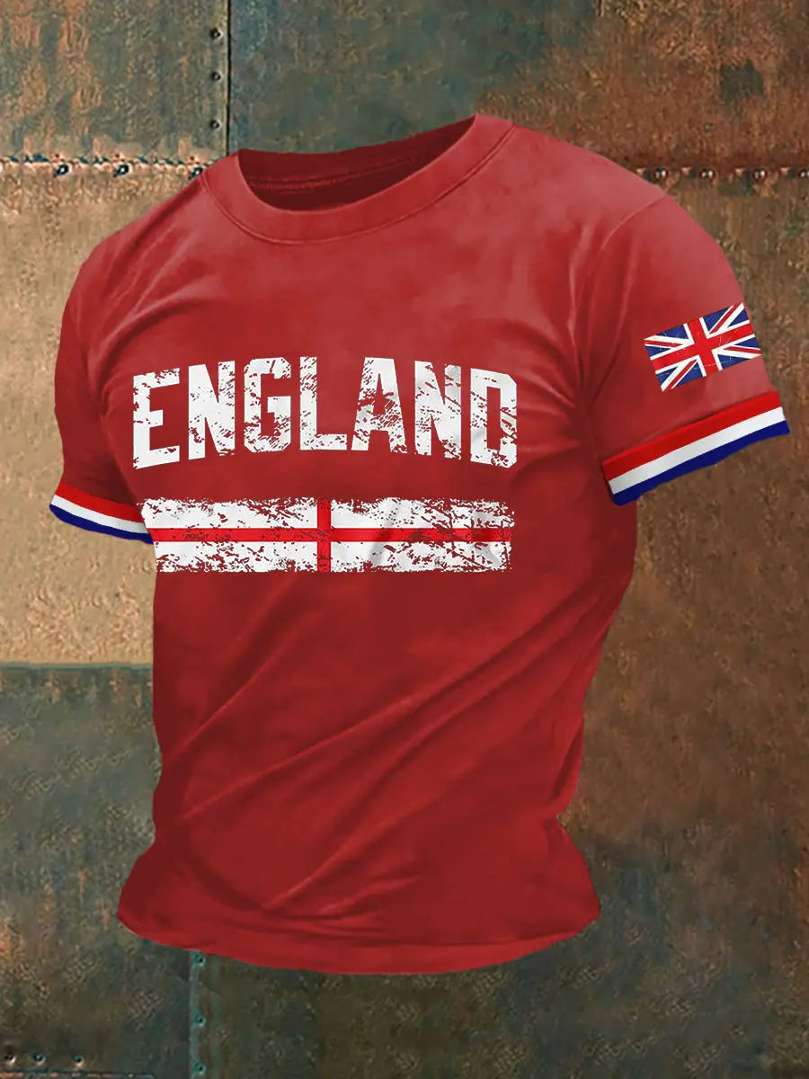 Men's England Print Casual Tee trupatriotic