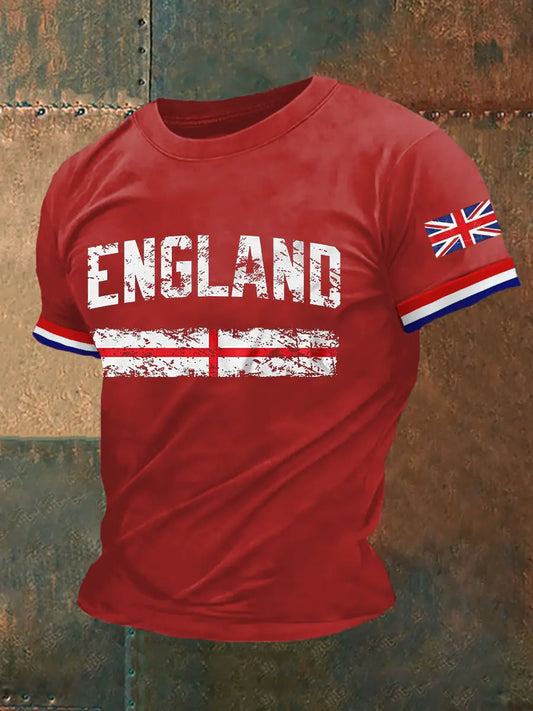 Men's England Print Casual Tee trupatriotic