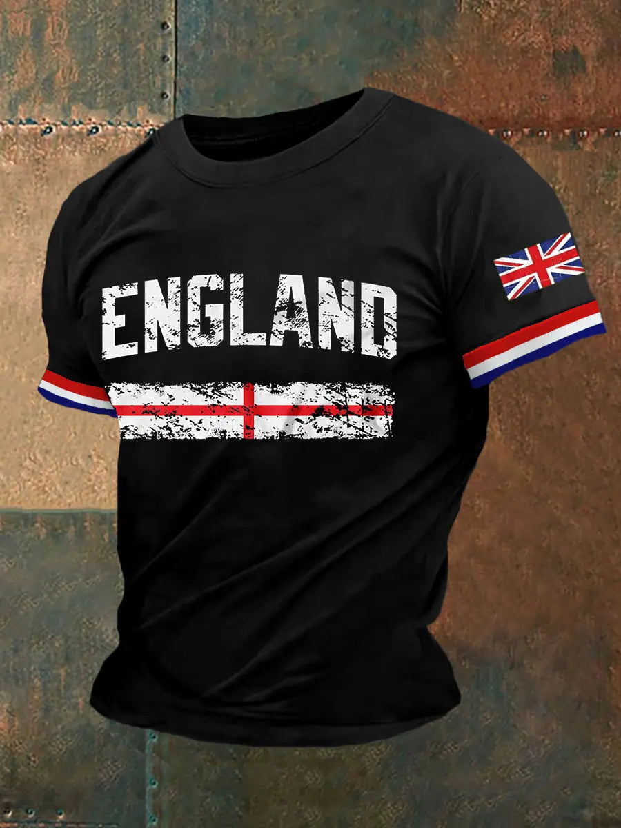 Men's England Print Casual Tee trupatriotic