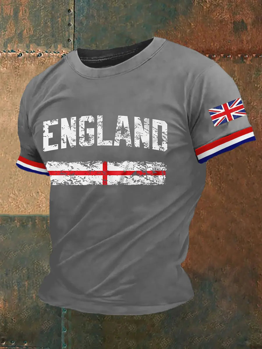 Men's England Print Casual Tee trupatriotic