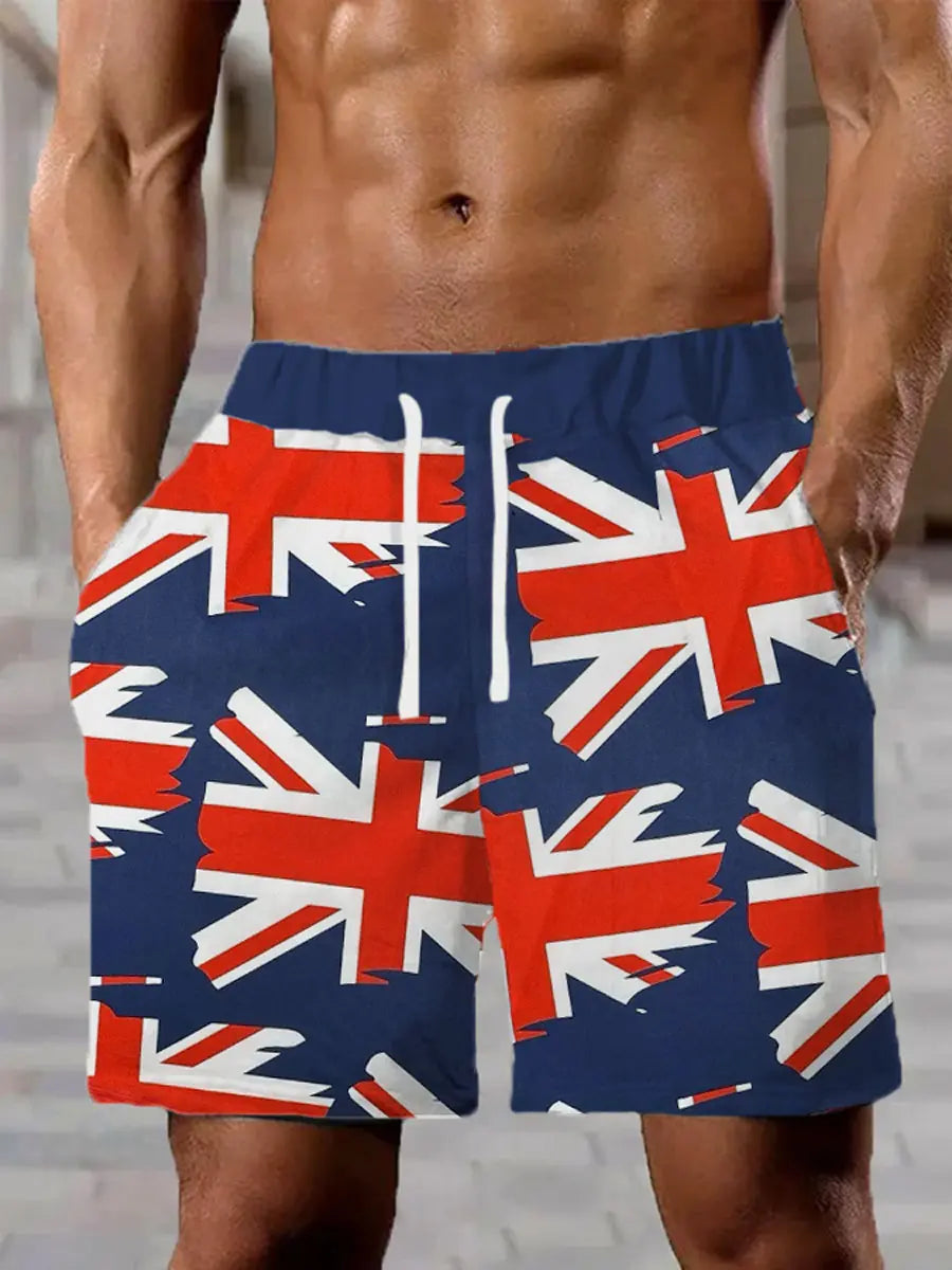Men's Union Jack Print Casual Shorts trupatriotic