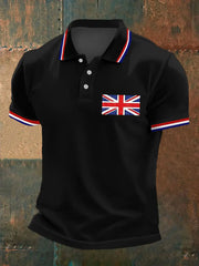 Men's UK Flag Print Casual Polo trupatriotic