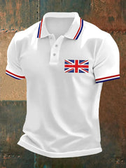 Men's UK Flag Print Casual Polo trupatriotic