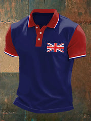Men's UK Flag Print Casual Polo trupatriotic