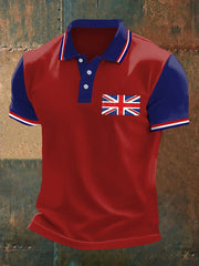 Men's UK Flag Print Casual Polo trupatriotic
