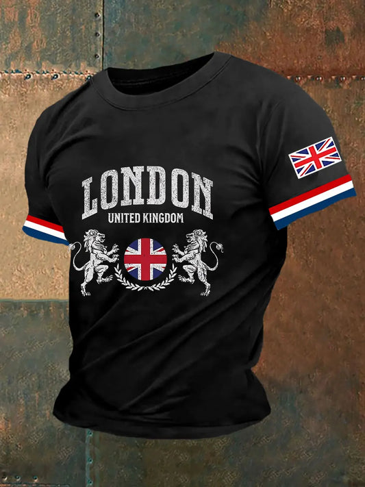 Men's England Flag Printed Short Sleeve T-shirt trupatriotic