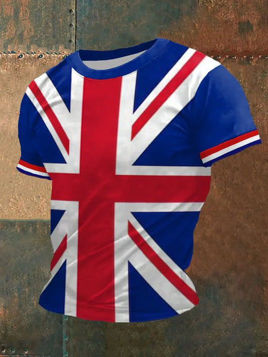 Men's UK Flag Print Casual Tee trupatriotic