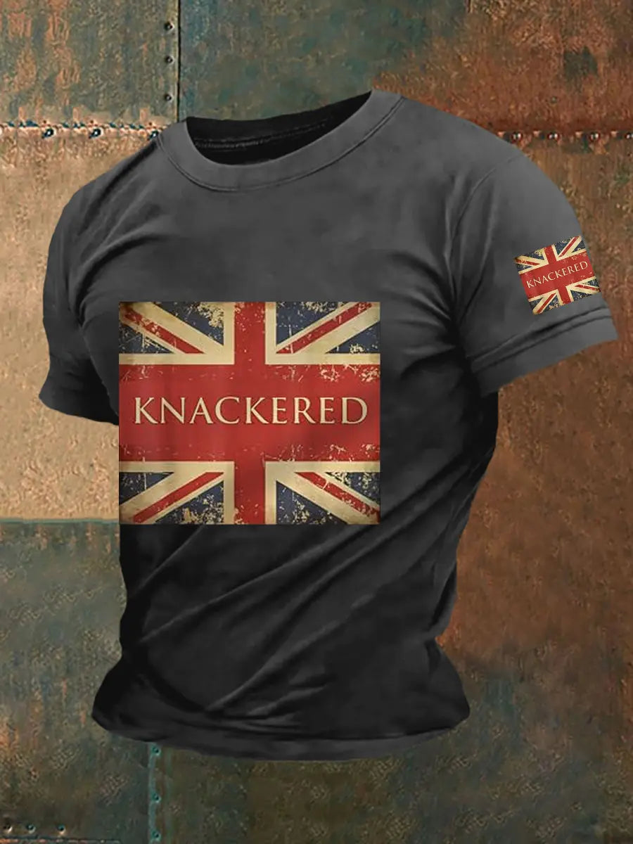 Men's Slang Knackered UK Flag Print Casual Tee trupatriotic