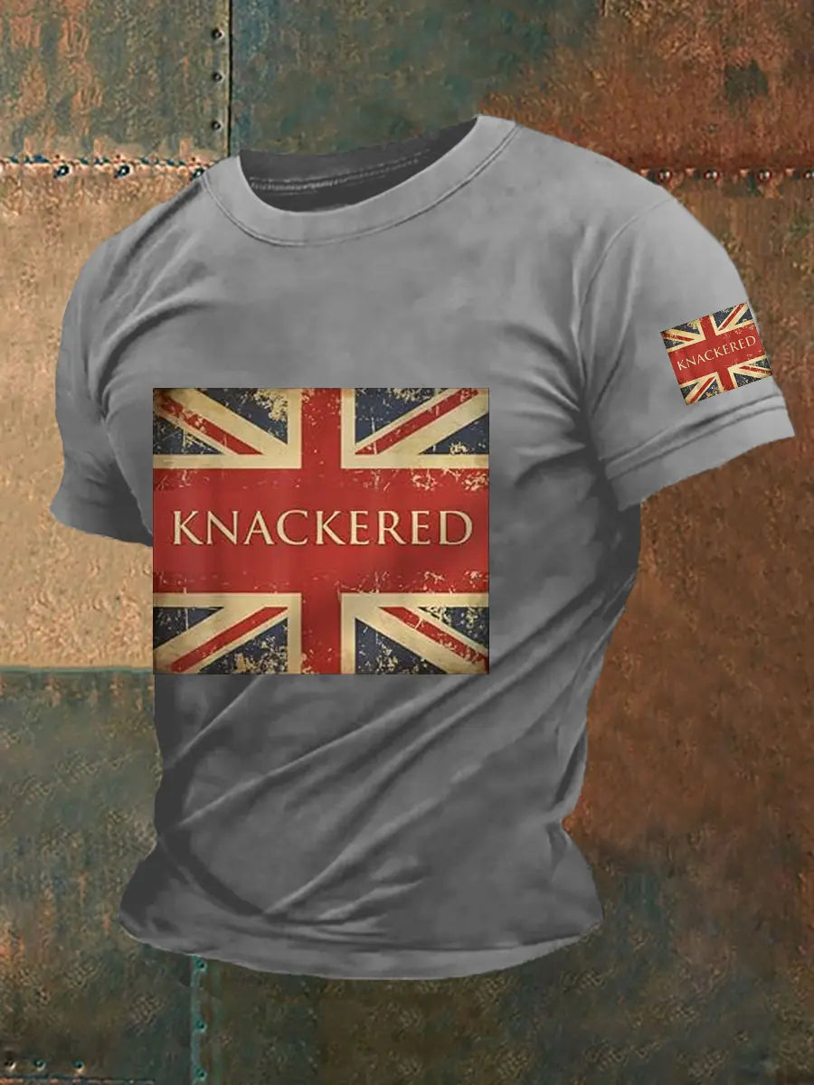 Men's Slang Knackered UK Flag Print Casual Tee trupatriotic