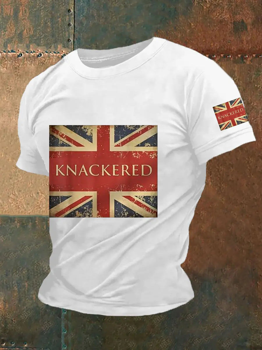 Men's Slang Knackered UK Flag Print Casual Tee trupatriotic