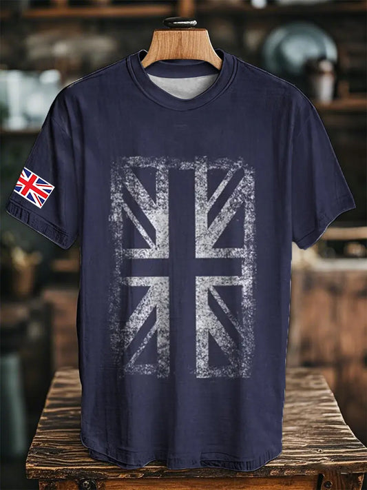Men's England Flag Printed Short Sleeve T-shirt trupatriotic