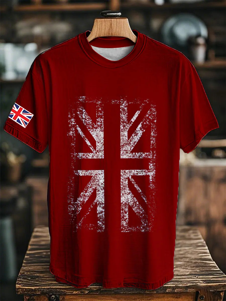 Men's England Flag Printed Short Sleeve T-shirt trupatriotic