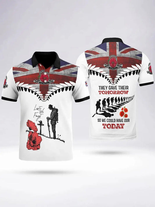 Men's THEY GAVE THEIR TOMORROW SO WE COULD HAVE OUR TODAY Short Sleeve Polo Shirt trupatriotic