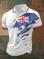 Men's UK Flag Print Casual Polo trupatriotic