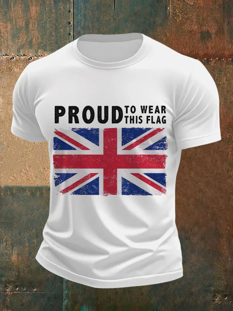 Men's Proud To Wear This Flag UK Flag Print Casual Tee trupatriotic