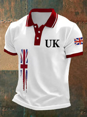 Men's UK Flag Print Casual Polo trupatriotic