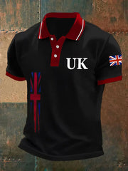 Men's UK Flag Print Casual Polo trupatriotic