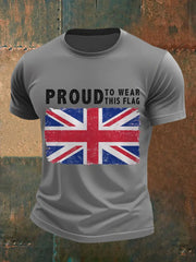 Men's Proud To Wear This Flag UK Flag Print Casual Tee trupatriotic