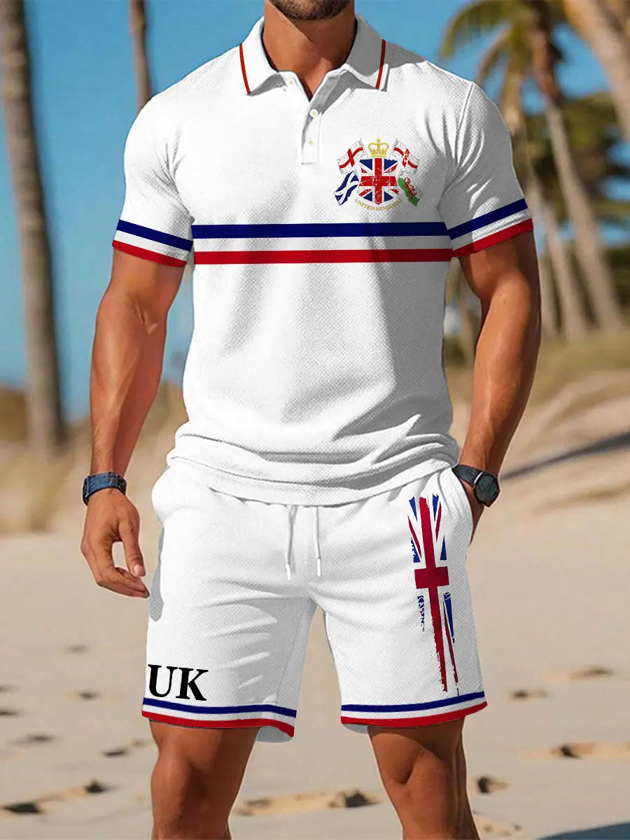 Men's Union Jack Print Polo Set trupatriotic