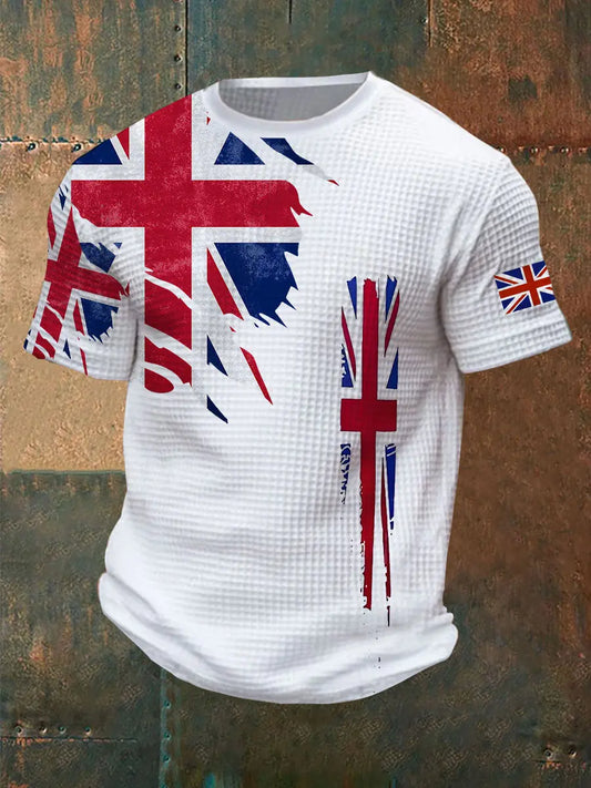 Men's Union Jack Waffle Print T-Shirt trupatriotic