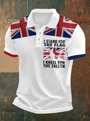 Men's Stand For The Flag Kneel For The Fallen British Printed Polo Shirt trupatriotic