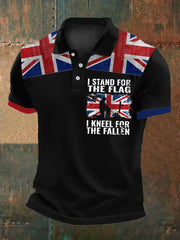 Men's Stand For The Flag Kneel For The Fallen British Printed Polo Shirt trupatriotic