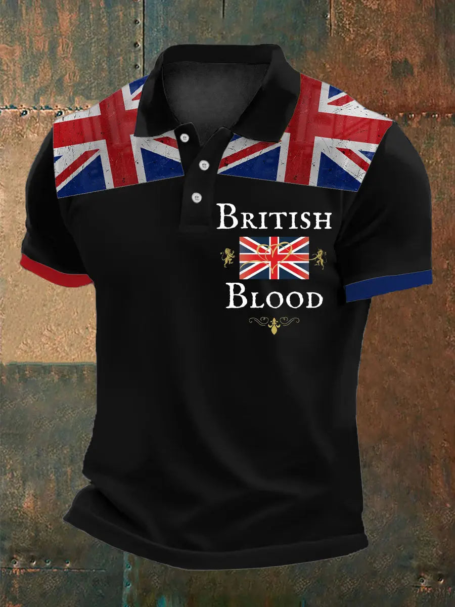 Men's British Blood Printed Polo Shirt trupatriotic