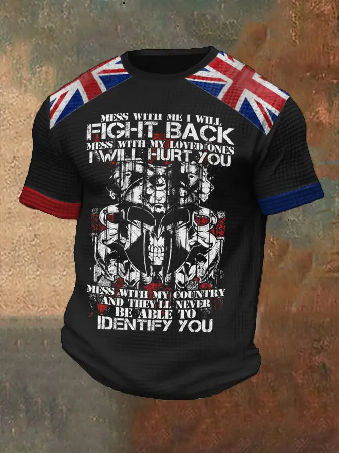 Men's Don't Mess With My Country British Printed Waffle T-shirt trupatriotic