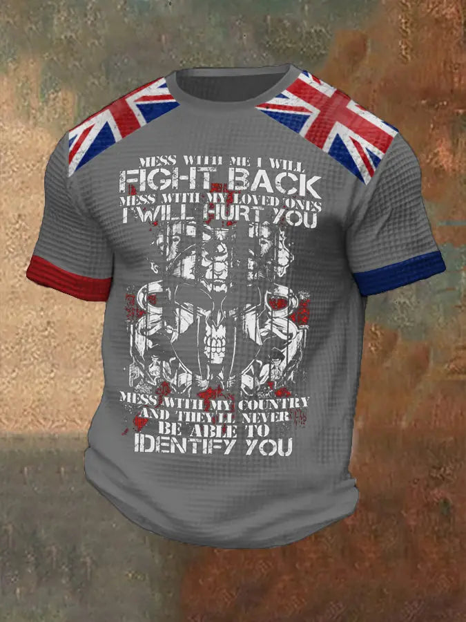 Men's Don't Mess With My Country British Printed Waffle T-shirt trupatriotic