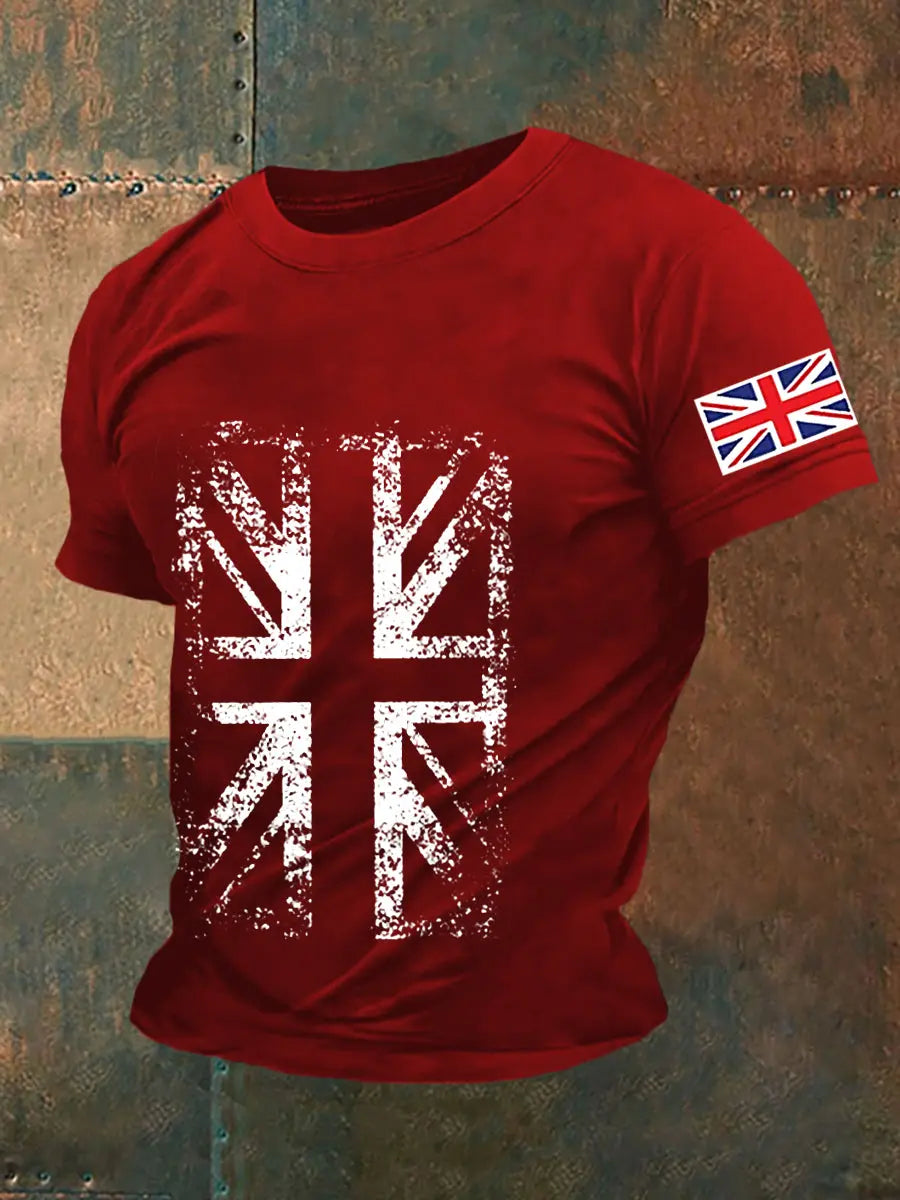 Men's UK Flag Printed Casual Short Sleeve T-shirt trupatriotic