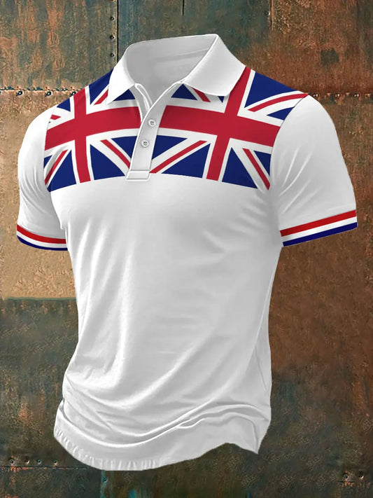 Men's UK Flag Print Casual Polo trupatriotic