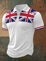 Men's UK Flag Print Casual Polo trupatriotic