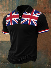 Men's UK Flag Print Casual Polo trupatriotic