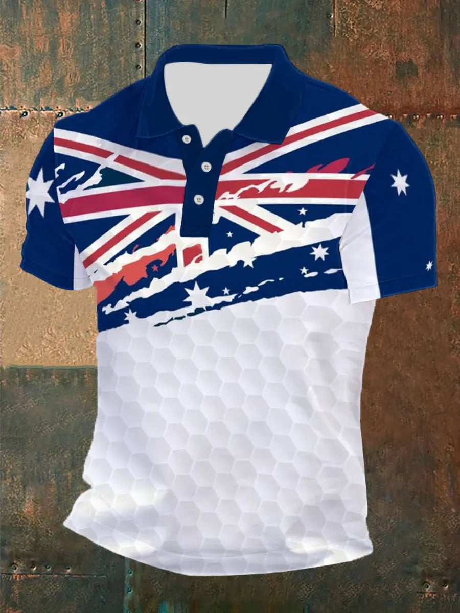 Men's UK Flag Printed Casual POLO T-shirt trupatriotic