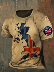 Men's UK Flag Proud To Be British Printed Casual Short Sleeve T-shirt trupatriotic