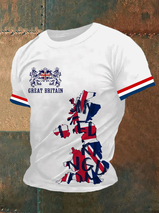 Men's UK Flag Printed Casual Short Sleeve T-shirt trupatriotic