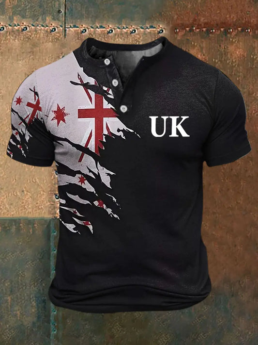 Men's Union Jack Printed Casual T-Shirt trupatriotic