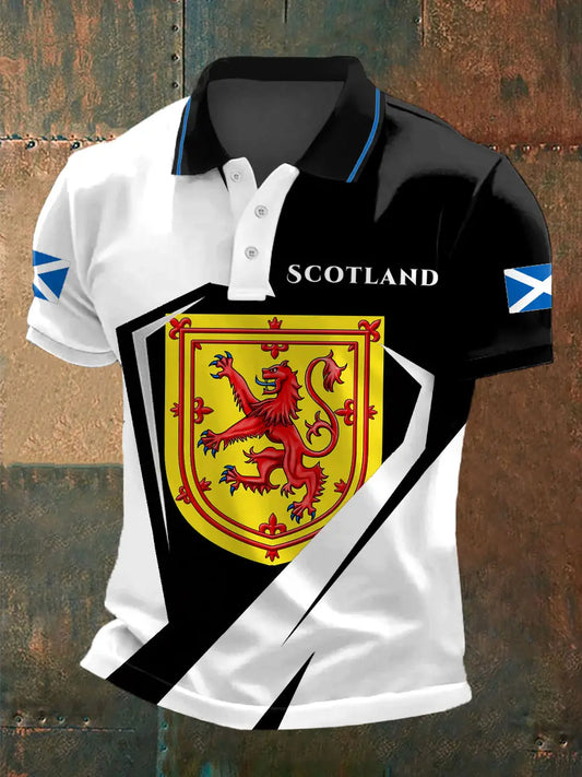 Men's Scotland Print Casual Polo trupatriotic